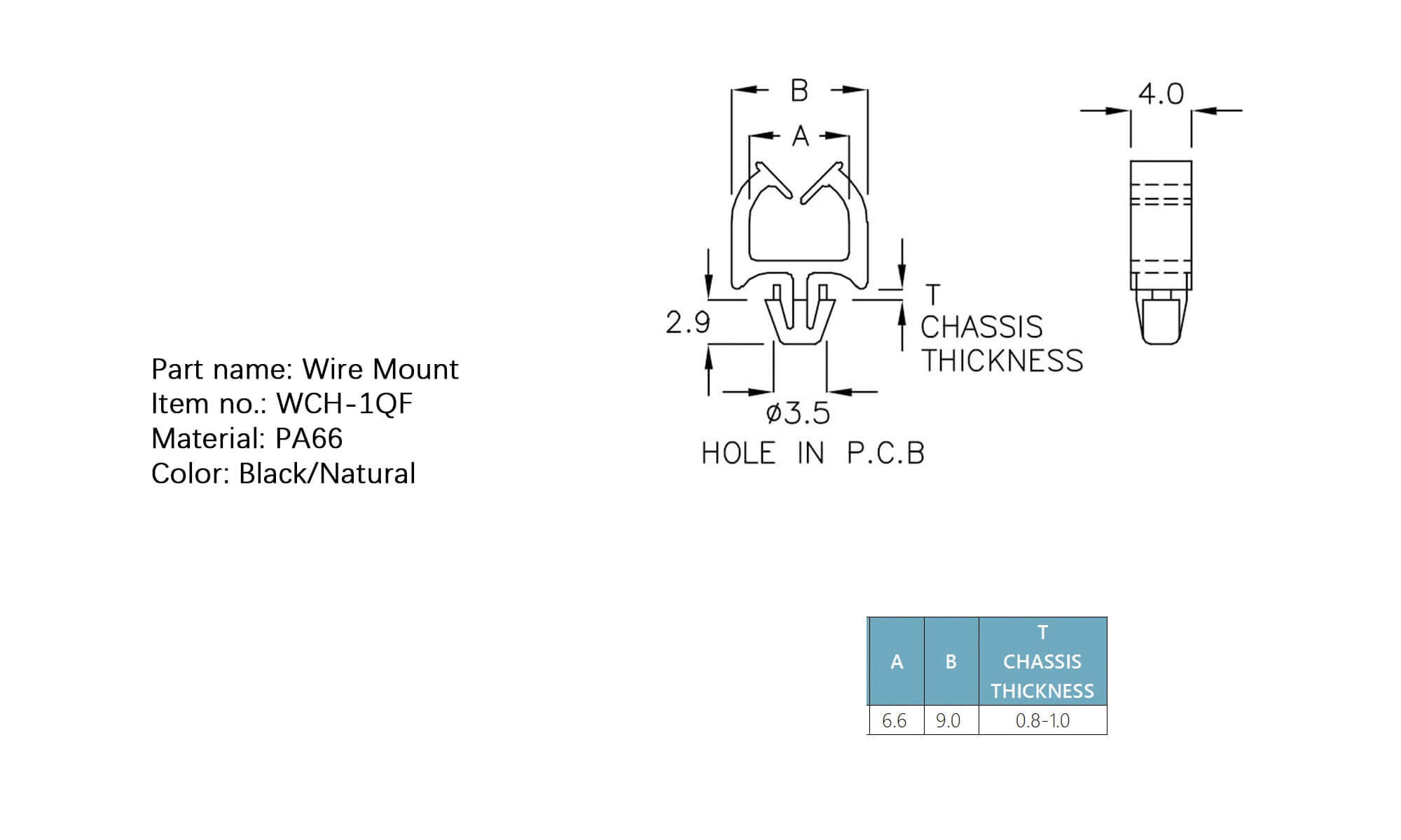 Plastic Wire Mount WCH-1QF